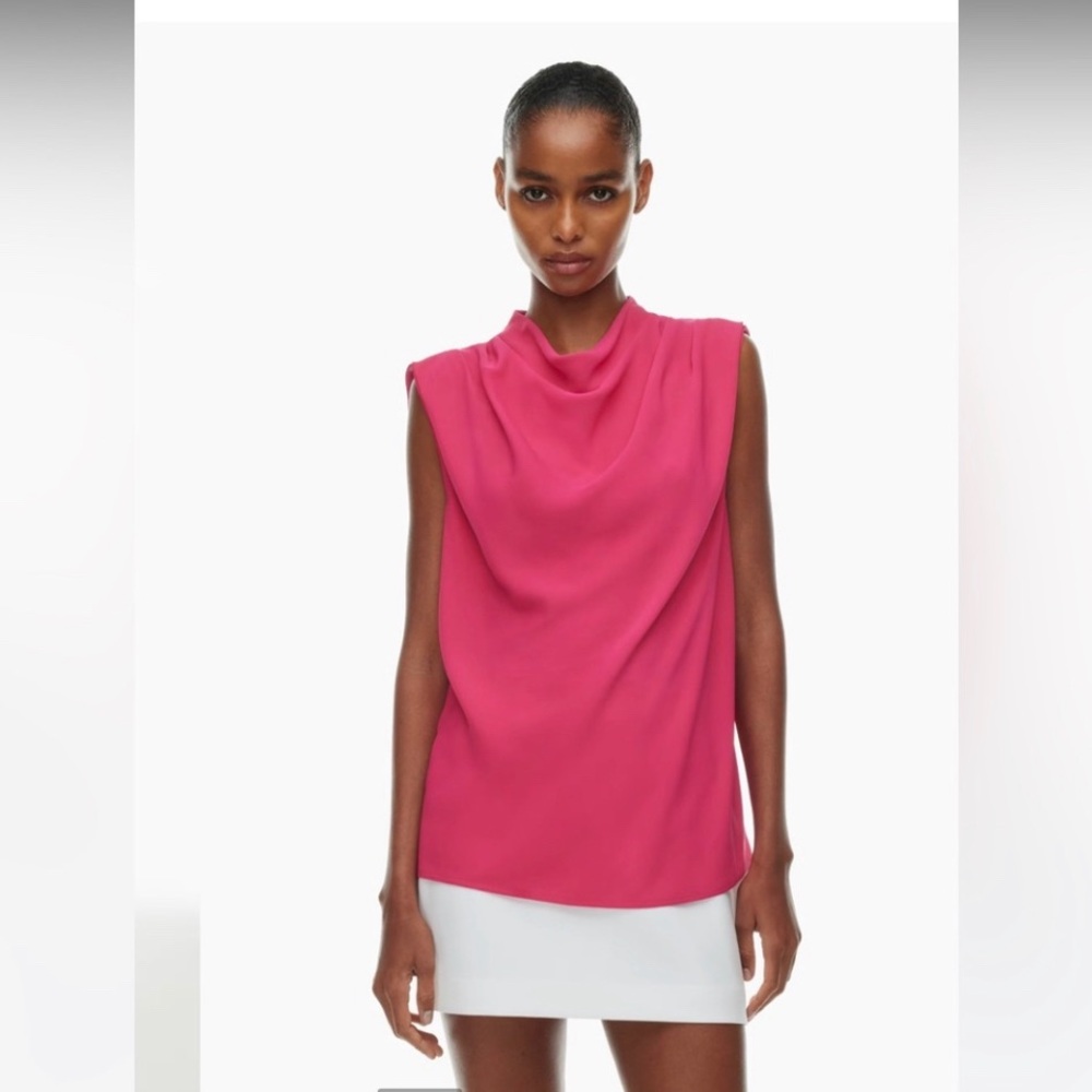 Aritzia Sleeveless Draped Neck Camisole in Fuchsia Pink